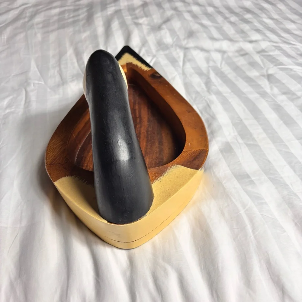 MCM handmade wooden duck head catch all dish or decorative object farmhouse
